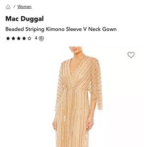 Brand New with Tags-Mac Duggal Gold Beaded Kimono Sleeve Gown